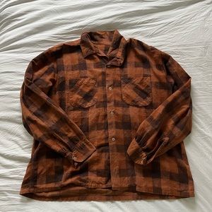 Urban Outfitters Renewal Recycled Over dyed Boyfriend Flannel Shirt
